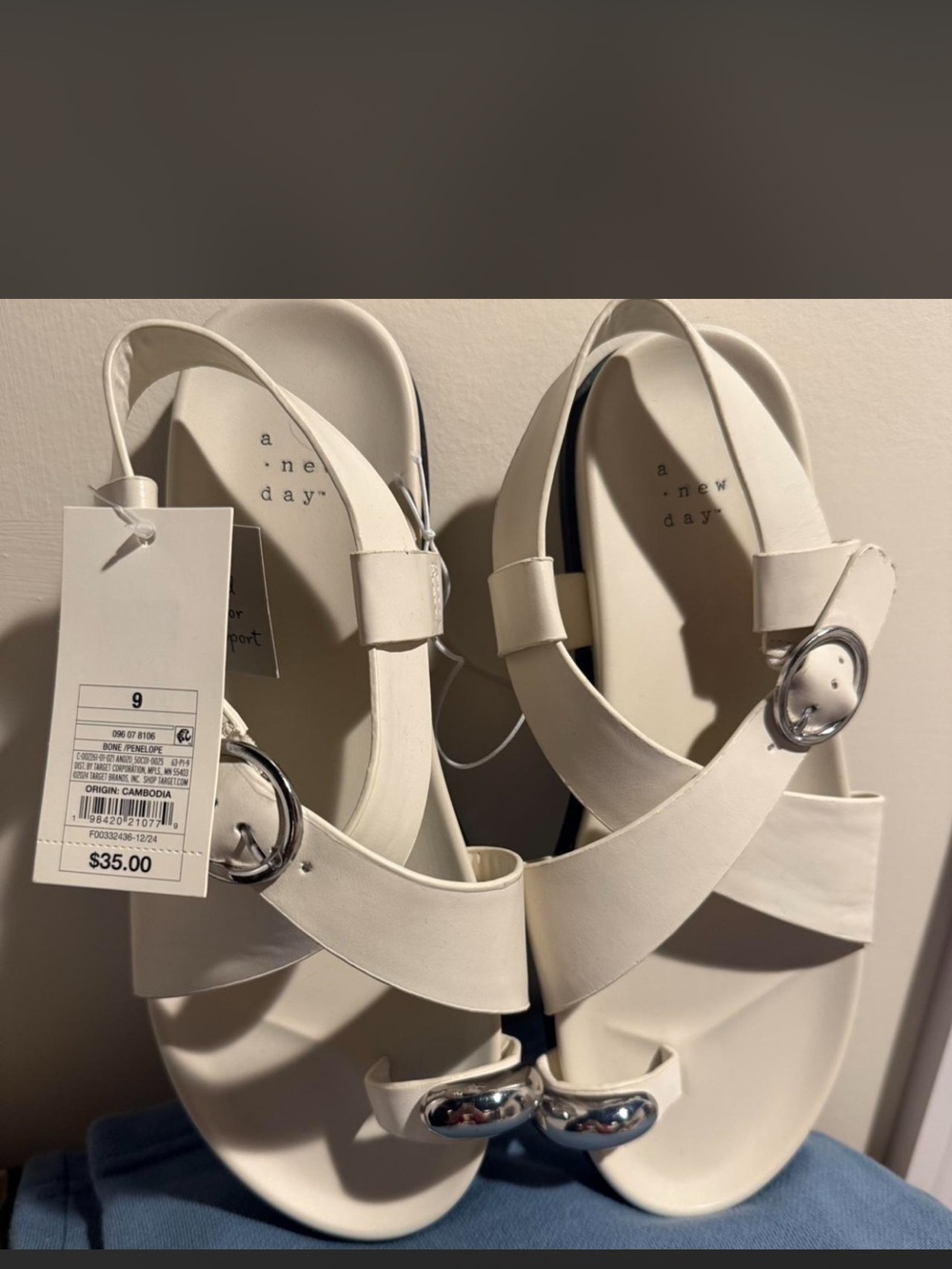 a new day White Women's Buckle Toe-Loop Sandals